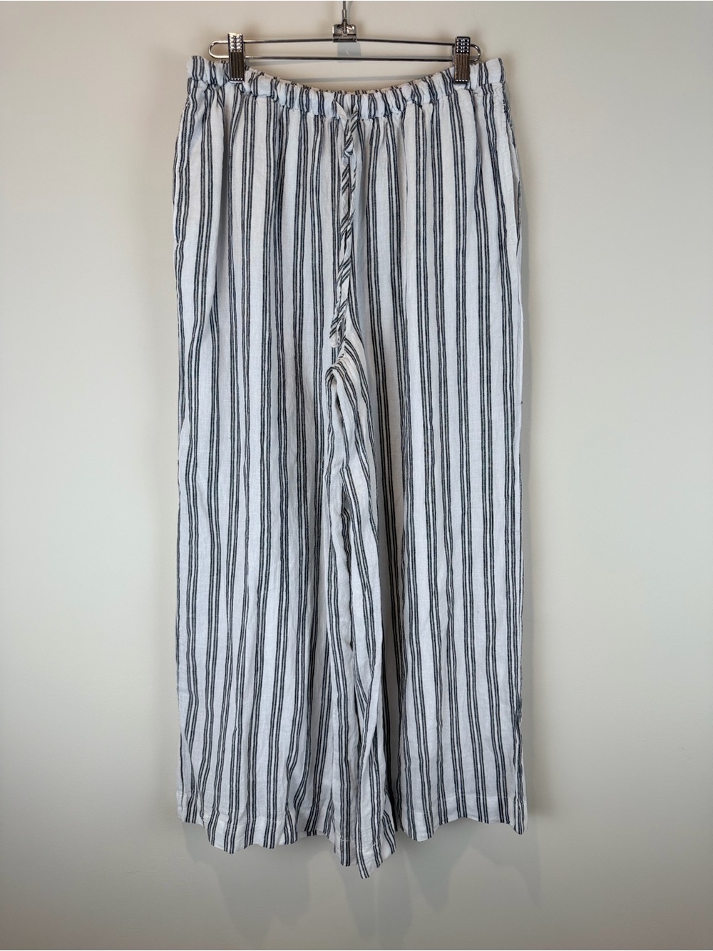 Z Supply White & Black Vertical-Stripe Linen-Blend Lined Pants Size Small